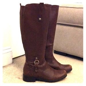 Brown leather riding boots